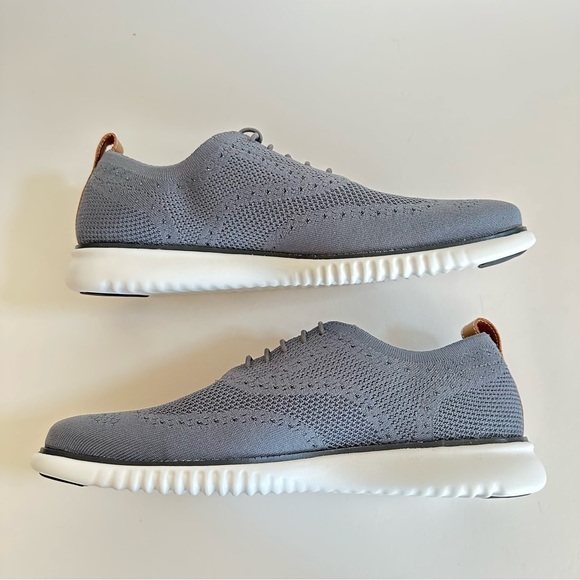 Cole Haan 2.ZeroGrand Stitchlite Knit Wingtip Ironstone Vapor Gray White 13 NIB - Picture 8 of 16